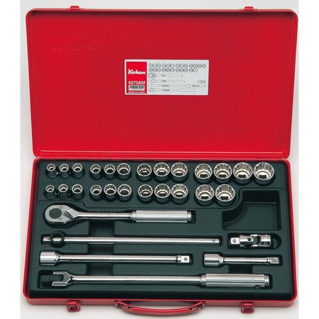 KO-KEN Socket set 12 Point 30 pieces 1/2 Sq. Drive 4273AM